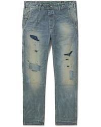 RRL - Hopkins Straight-leg Distressed Embroidered Jeans - Lyst