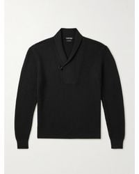 Tom Ford - Slim-Fit Shawl-Collar Ribbed Merino Wool-Blend Half-Placket Sweater - Lyst