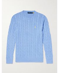 Polo Ralph Lauren - Driver Logo-Embroidered Cable-Knit Cotton Sweater - Lyst
