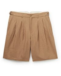 De Bonne Facture Pleated Linen Shorts - Brown