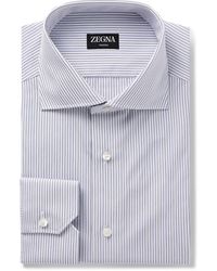 ZEGNA - Cutaway-collar Striped Trofeotm Shirt - Lyst