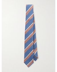 De Petrillo - 7Cm Striped Silk And Linen-Blend Tie - Lyst