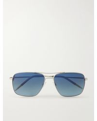 Oliver Peoples - Clifton 58 Aviator-style Silver-tone Sunglasses - Lyst