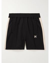 Palm Angels - Shorts a gamba larga in jersey con righe e logo ricamato - Lyst