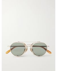 Garrett Leight - Ocampo Double-Bridge Round-Frame-Tone Metal Sunglasses - Lyst