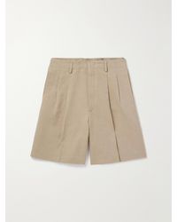 Loro Piana - Joetsu Wide-Leg Pleated Cotton And Linen-Blend Twill Shorts - Lyst