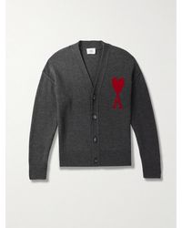 Ami Paris - Cardigan aus Merinowolle mit Intarsienlogomotiv - Lyst