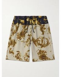 Dries Van Noten - Wide-Leg Floral-Print Satin Drawstring Shorts - Lyst