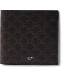 Celine - Triomphe Leather-Trimmed Coated-Canvas Billfold Wallet - Lyst