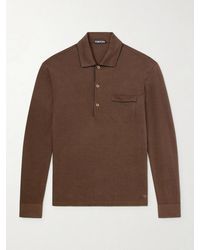 Tom Ford - Piped Silk And Cotton-Blend Piqué Polo Shirt - Lyst