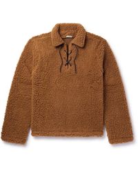 Bode - Tie-detailed Wool-blend Fleece Sweater - Lyst