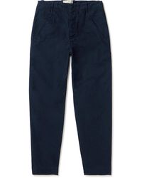 Folk - Assembly Straight-leg Pleated Cotton-twill Trousers - Lyst
