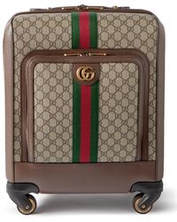 Gucci - Savoy Leather-trimmed Printed Coated-canvas Suitcase - Lyst