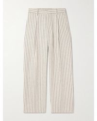 NN07 - Kay 1455 Straight-Leg Pleated Striped Linen Trousers - Lyst