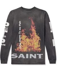 SAINT Mxxxxxx - Pay Money To My Pain Printed Distressed Cotton-jersey T-shirt - Lyst