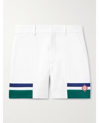 Casablancabrand - Shorts a gamba dritta in maglia con righe e logo applicato - Lyst