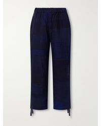 Blue Blue Japan - Nenrin Wide-Leg Drawstring Patchwork Cotton-Sashiko Trousers - Lyst