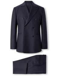 Lardini - Double-Breasted Striped Wool Suit - Lyst