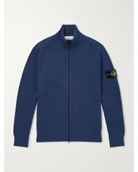 Stone Island - Ribbed Organic Cotton Zip-Up Sweater - Lyst