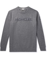 Moncler - Logo-embroidered Wool-blend Felt Sweatshirt - Lyst