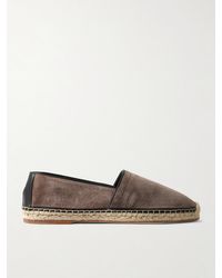 Brunello Cucinelli - Leather-Trimmed Suede Espadrilles - Lyst