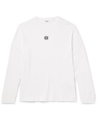 Loewe - Oversized Logo-embroidered Ribbed Cotton T-shirt - Lyst