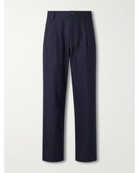 Oliver Spencer - Morton Straight-Leg Pleated Cotton And Wool-Blend Suit Trousers - Lyst