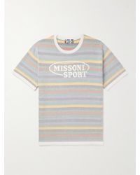 Missoni - Logo-embroidered Striped Cotton-jacquard T-shirt - Lyst