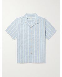 Oliver Spencer - Havana Camp-collar Striped Cotton And Linen-blend Shirt - Lyst