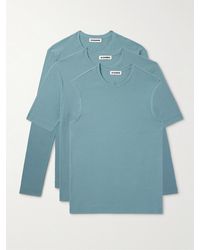 Jil Sander - Set aus drei schmal geschnittenen Oberteilen aus Baumwoll-Jersey mit Logostickerei - Lyst