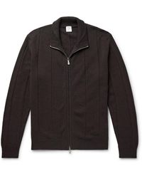 Eleventy - Ribbed Wool Zip-up Cardigan - Lyst
