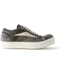 Rick Owens - Vintage Suede-Trimmed Calf-Hair Sneakers - Lyst