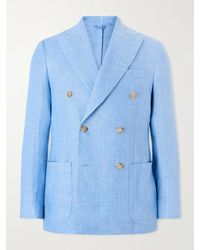 De Petrillo - Double-Breasted Linen Blazer - Lyst