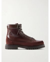 Brunello Cucinelli - Suede-Trimmed Leather Hiking Boots - Lyst