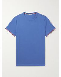 Moncler - T-shirt slim-fit in jersey di cotone stretch con logo applicato - Lyst