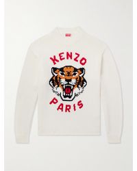 KENZO - Pullover in misto cotone con logo jacquard Lucky Tiger - Lyst