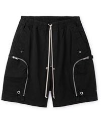 Rick Owens - Bauhaus Wide-leg Zip-embellished Cotton-twill Drawstring Shorts - Lyst