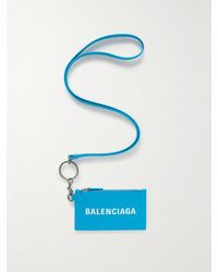 Balenciaga - Logo-print Full-grain Leather Zipped Cardholder With Lanyard - Lyst