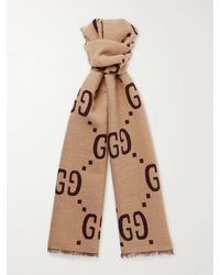 Gucci - Sciarpa in misto lana e seta con logo jacquard - Lyst