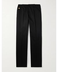 Versace - Straight-Leg Embellished Cotton-Gabardine Trousers - Lyst