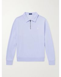 Polo Ralph Lauren - Logo-Embroidered Cotton-Jersey Half-Zip Sweatshirt - Lyst