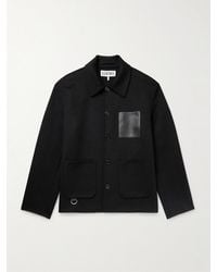 Loewe - Leather-Trimmed Wool And Cashmere-Blend Overshirt - Lyst