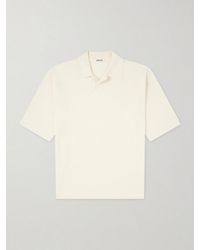 AURALEE - Knitted Silk Polo Shirt - Lyst