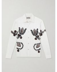 Kartik Research - Bead-Embellished Embroidered Cotton-Poplin Shirt - Lyst