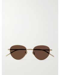 Bottega Veneta - Panthos Round-Frame-Tone Brushed-Titanium Sunglasses - Lyst