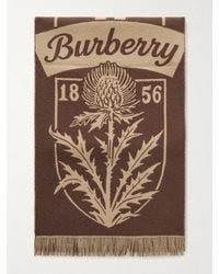 Burberry - Logo-Jacquard Fringed Wool Scarf - Lyst