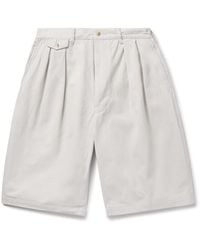 Beams Plus - Wide-Leg Pleated Cotton-Twill Shorts - Lyst
