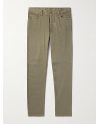 ZEGNA - Roccia Slim-fit Garment-dyed Stretch Linen And Cotton-blend Trousers - Lyst