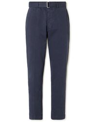 Officine Generale - Straight-leg Belted Cotton-twill Trousers - Lyst