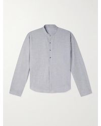 STÒFFA - Grandad-Collar Linen And Cotton-Blend Half-Placket Shirt - Lyst